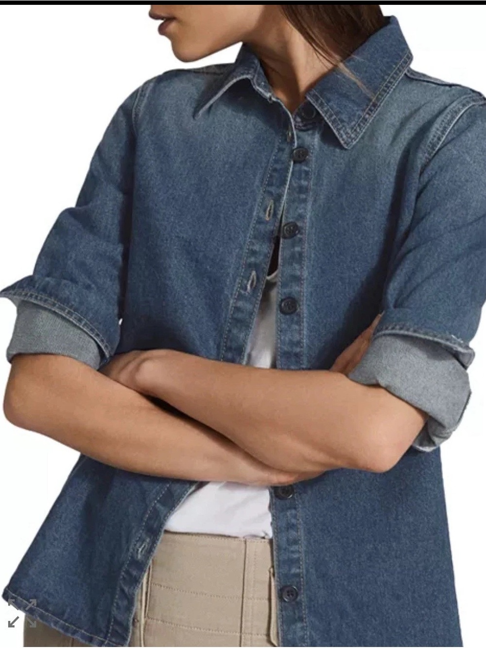 Reiss Blue Denim Button-Front Women's Shirt